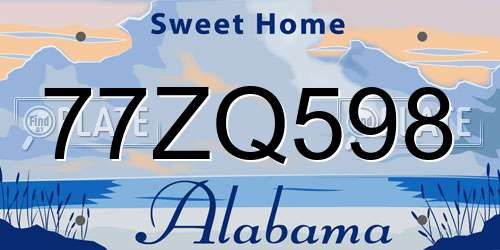77ZQ598 Alabama License Plate
