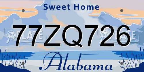 77ZQ726 Alabama License Plate