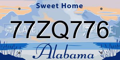 77ZQ776 Alabama License Plate