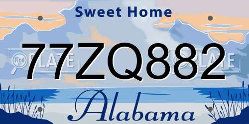 77ZQ882 Alabama License Plate