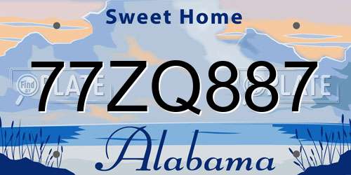 77ZQ887 Alabama License Plate