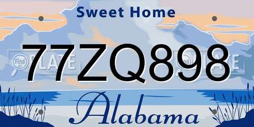 77ZQ898 Alabama License Plate