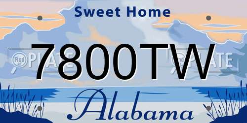 7800TW Alabama License Plate