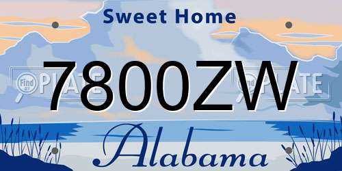 7800ZW Alabama License Plate