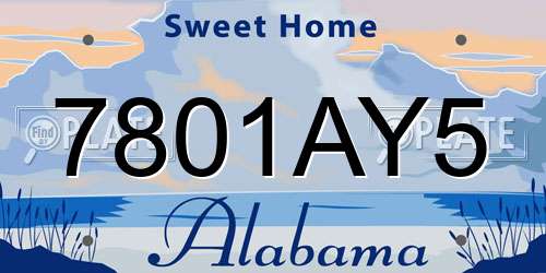 7801AY5 Alabama License Plate