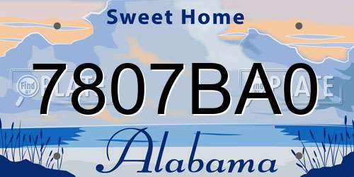 7807BA0 Alabama License Plate