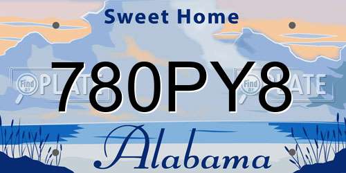 780PY8 Alabama License Plate