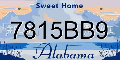 7815BB9 Alabama License Plate