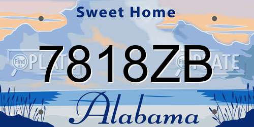 7818ZB Alabama License Plate