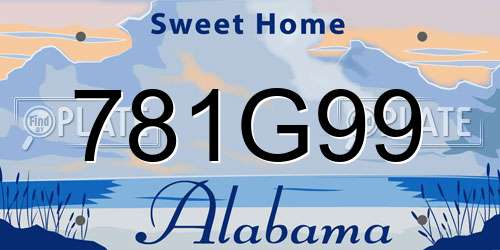 781G99 Alabama License Plate