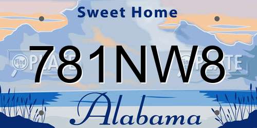 781NW8 Alabama License Plate