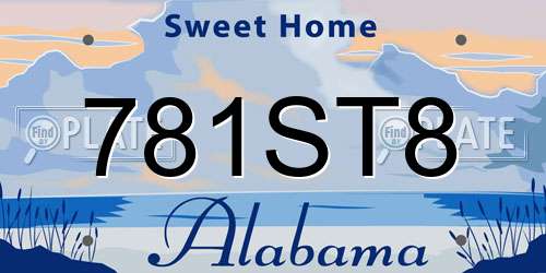 781ST8 Alabama License Plate
