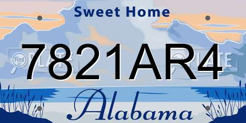 7821AR4 Alabama License Plate