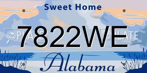 7822WE Alabama License Plate