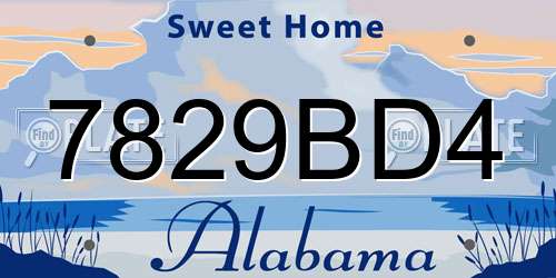 7829BD4 Alabama License Plate
