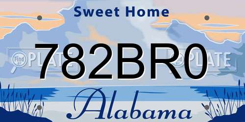 782BR0 Alabama License Plate
