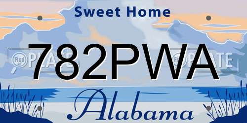 782PWA Alabama License Plate