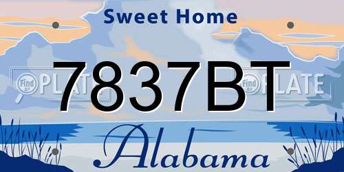 7837BT Alabama License Plate