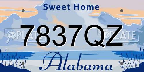7837QZ Alabama License Plate