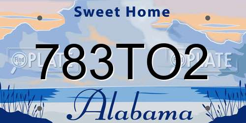 783TO2 Alabama License Plate