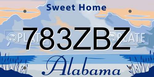 783ZBZ Alabama License Plate