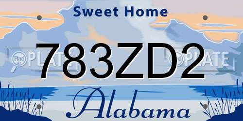 783ZD2 Alabama License Plate