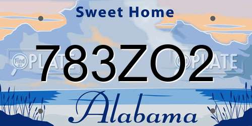 783ZO2 Alabama License Plate