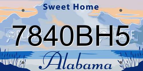7840BH5 Alabama License Plate