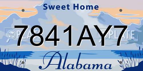 7841AY7 Alabama License Plate