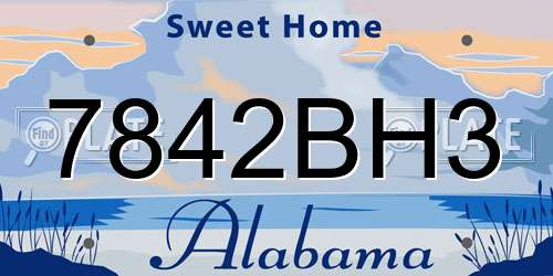 7842BH3 Alabama License Plate