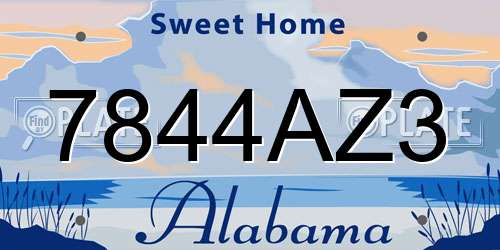 7844AZ3 Alabama License Plate