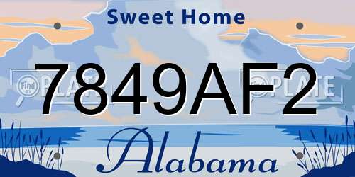 7849AF2 Alabama License Plate