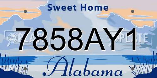 7858AY1 Alabama License Plate