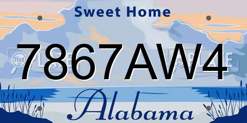 7867AW4 Alabama License Plate