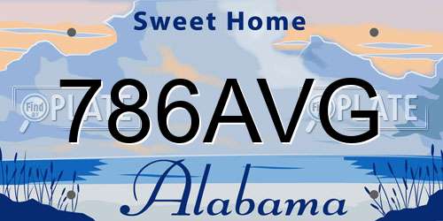 786AVG Alabama License Plate