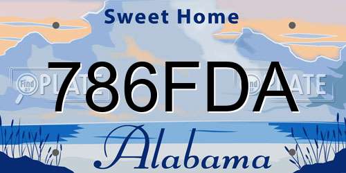 786FDA Alabama License Plate