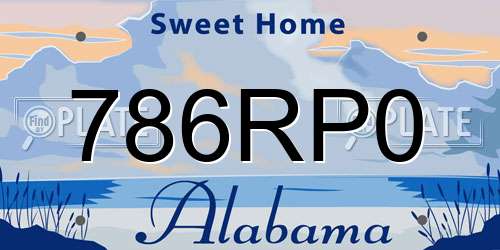 786RP0 Alabama License Plate