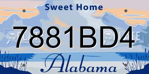 7881BD4 Alabama License Plate