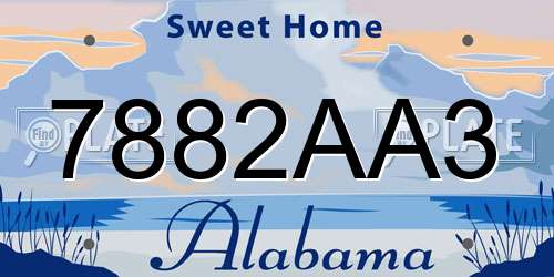 7882AA3 Alabama License Plate