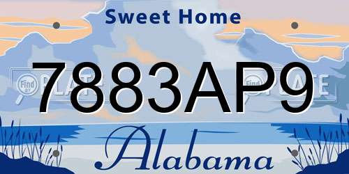 7883AP9 Alabama License Plate