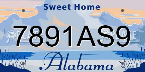 7891AS9 Alabama License Plate