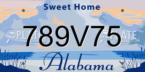 789V75 Alabama License Plate