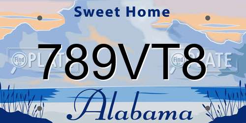 789VT8 Alabama License Plate