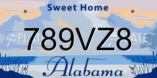 789VZ8 Alabama License Plate