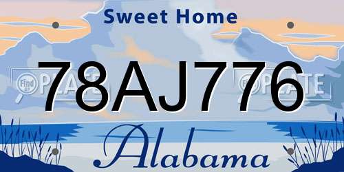 78AJ776 Alabama License Plate