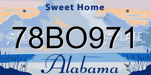 78BO971 Alabama License Plate