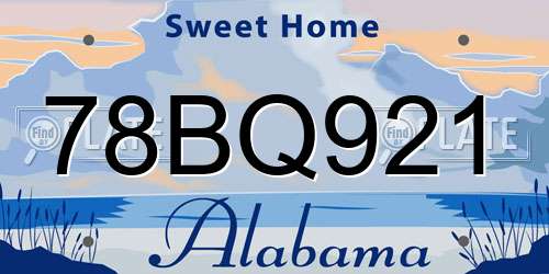 78BQ921 Alabama License Plate