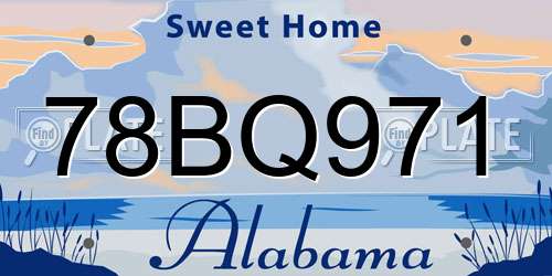 78BQ971 Alabama License Plate