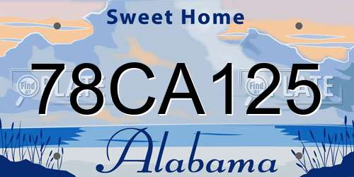 78CA125 Alabama License Plate