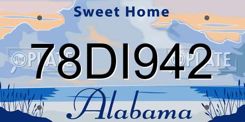 78DI942 Alabama License Plate